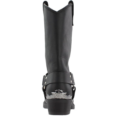 Dingo Mens Chopper Pull On Square Toe Motorcycle Casual Boots Mid Calf - Black - Size 7.5 D_M
