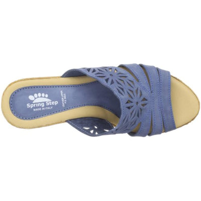 Spring Step Women's Dora Wedge Slide Sandal, Blue, 35 EU/5 M US