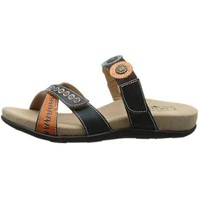 L'artiste by Spring Step Women's Glendora Flat Sandal, Blue/Multi, 37 EU/6.5-7 M US