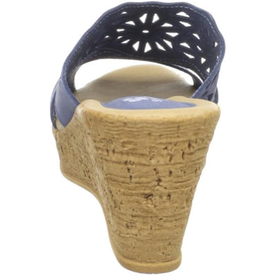 Spring Step Women's Dora Wedge Slide Sandal, Blue, 35 EU/5 M US