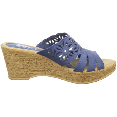 Spring Step Women's Dora Wedge Slide Sandal, Blue, 35 EU/5 M US