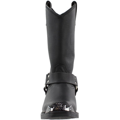 Dingo Mens Chopper Pull On Square Toe Motorcycle Casual Boots Mid Calf - Black - Size 7.5 D_M