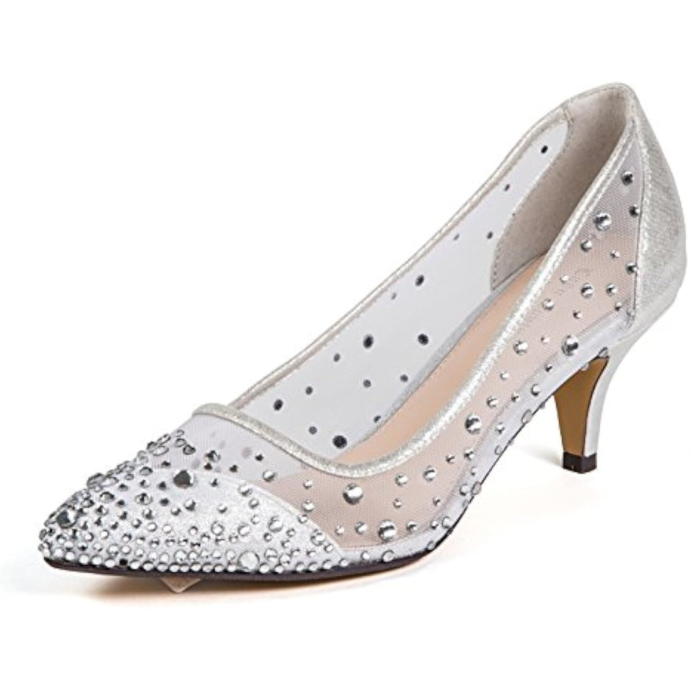 Lady Couture Rhinestone Mesh Dressy Shoes, Silk Silver 43
