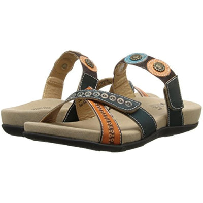L'artiste by Spring Step Women's Glendora Flat Sandal, Blue/Multi, 37 EU/6.5-7 M US