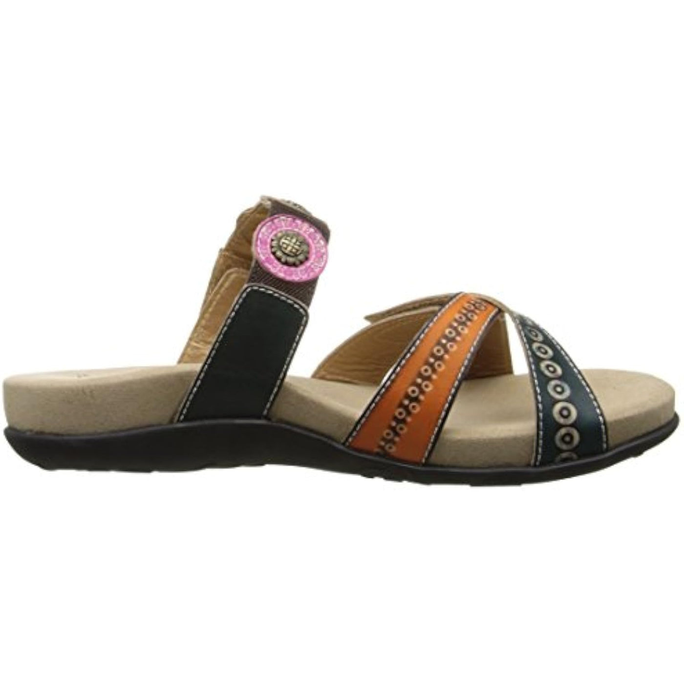 L'artiste by Spring Step Women's Glendora Flat Sandal, Blue/Multi, 37 EU/6.5-7 M US