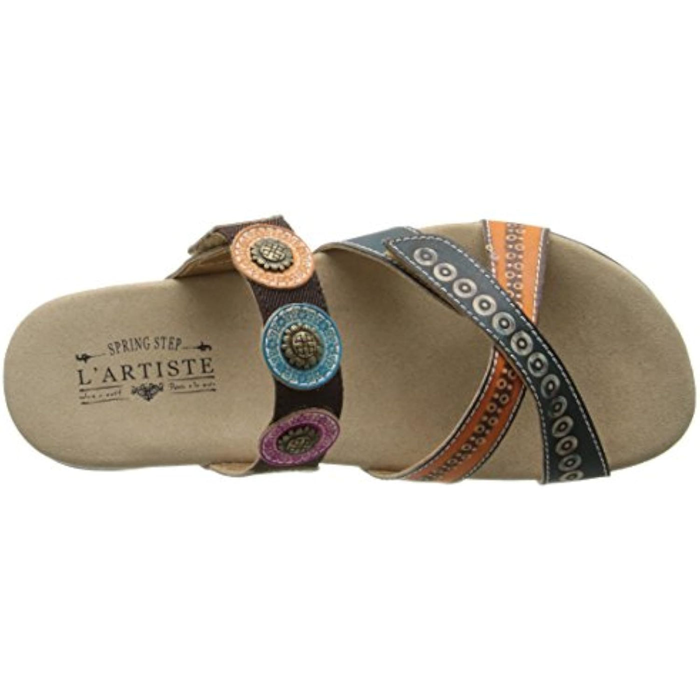 L'artiste by Spring Step Women's Glendora Flat Sandal, Blue/Multi, 37 EU/6.5-7 M US