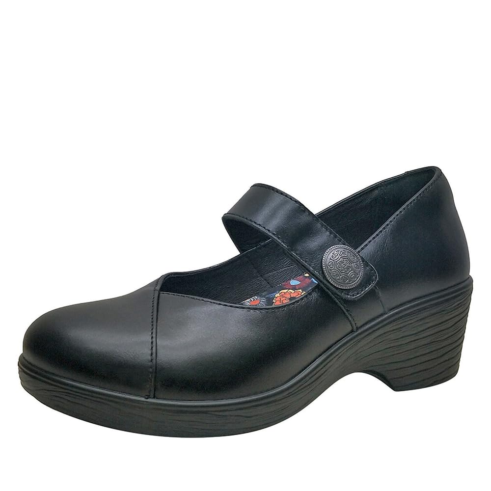 Alegria Women's Sofi Leather Mary Jane Wedge Noir 7-7.5 M US