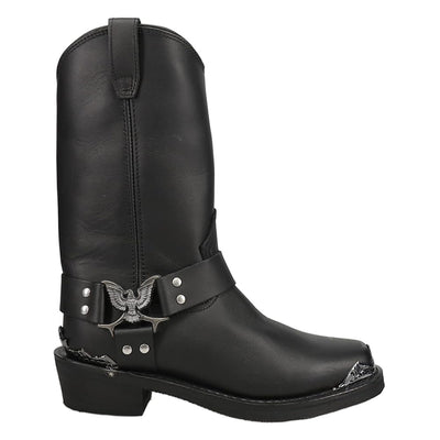 Dingo Mens Chopper Pull On Square Toe Motorcycle Casual Boots Mid Calf - Black - Size 10 2E_M