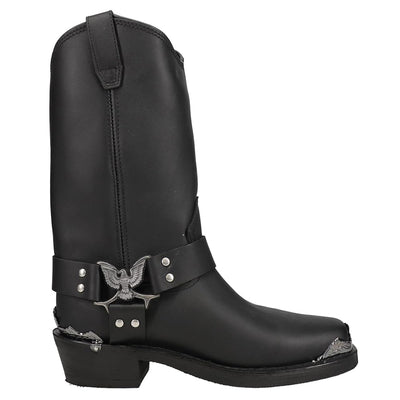 Dingo Mens Chopper Pull On Square Toe Motorcycle Casual Boots Mid Calf - Black - Size 8.5 D_M