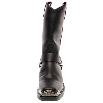 Dingo Mens Chopper Pull On Square Toe Motorcycle Casual Boots Mid Calf - Black