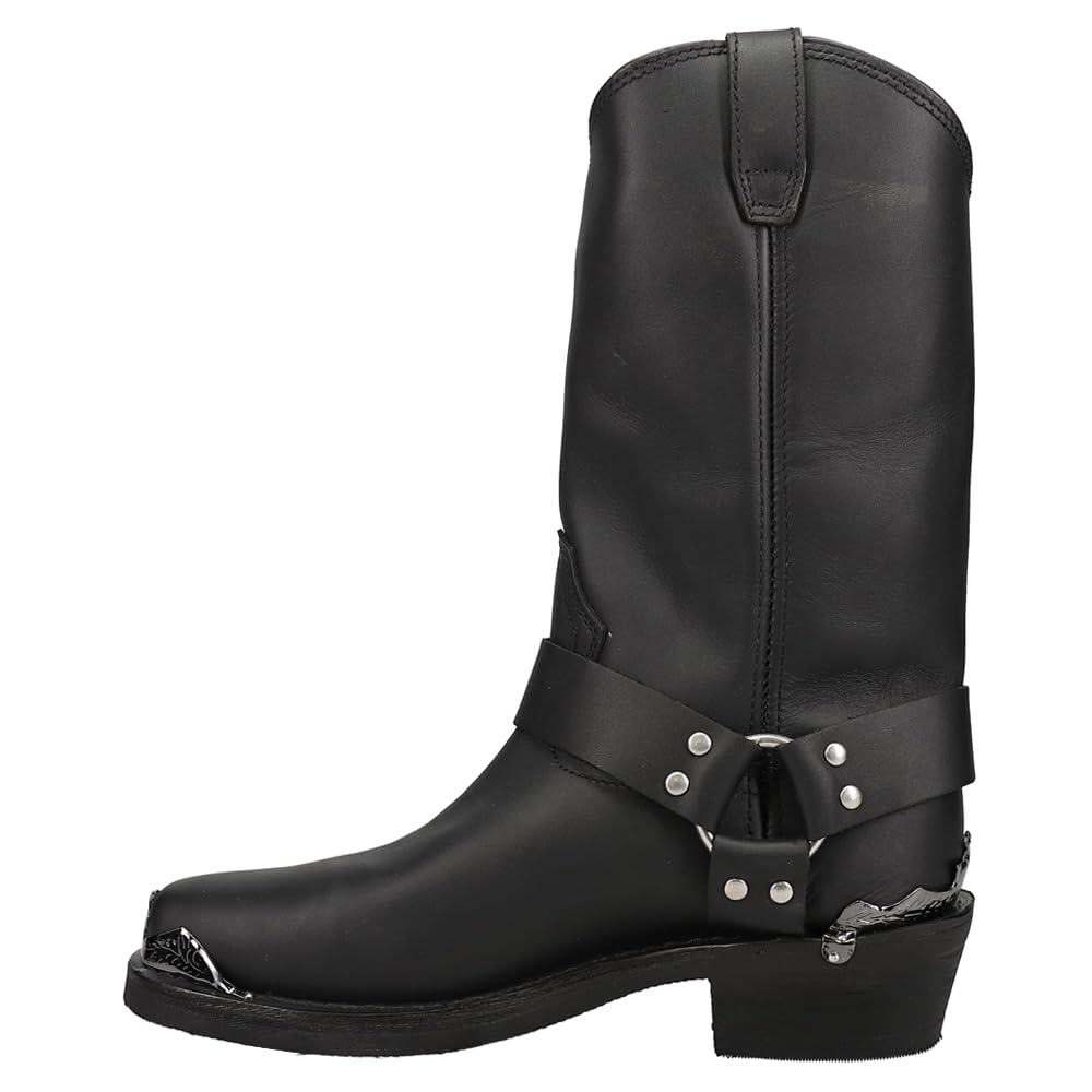 Dingo Mens Chopper Pull On Square Toe Motorcycle Casual Boots Mid Calf - Black - Size 8.5 D_M