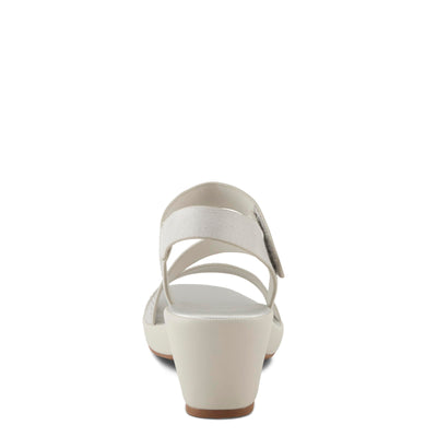 PATRIZIA Women's YADIEL Hook and Loop Sandals – Low Block Heel with Asymmetrical Crystal-Strap Design SILVER EU 40 / US 9