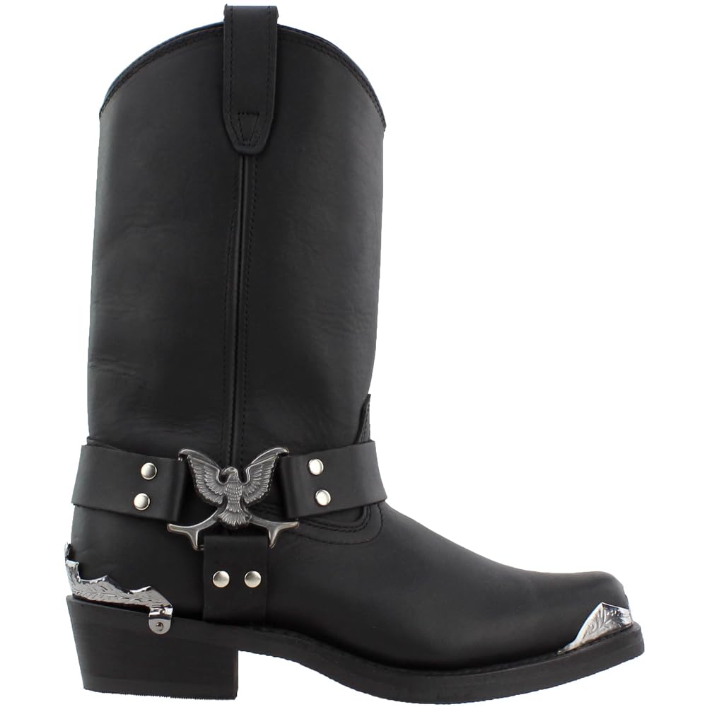 Dan Post Mens Chopper Pull On Square Toe Motorcycle Casual Boots Mid Calf - Black - Size 11.5 2E_M