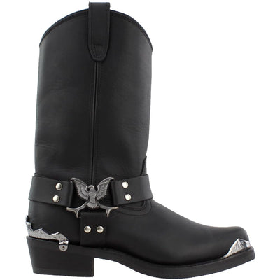 Dan Post Mens Chopper Pull On Square Toe Motorcycle Casual Boots Mid Calf - Black - Size 11.5 2E_M