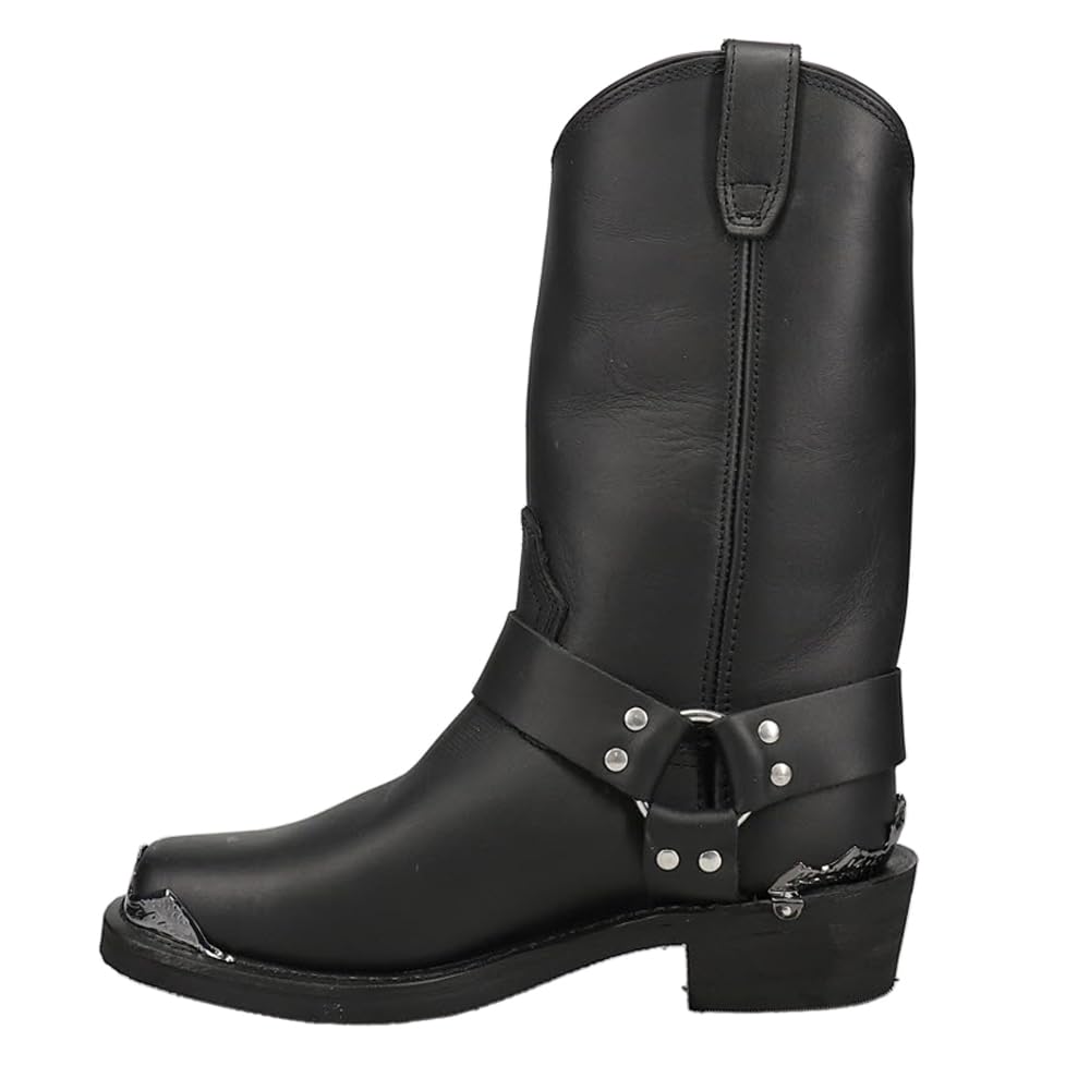 Dingo Mens Chopper Pull On Square Toe Motorcycle Casual Boots Mid Calf - Black - Size 10 2E_M