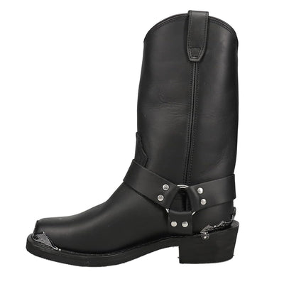 Dingo Mens Chopper Pull On Square Toe Motorcycle Casual Boots Mid Calf - Black - Size 10 2E_M
