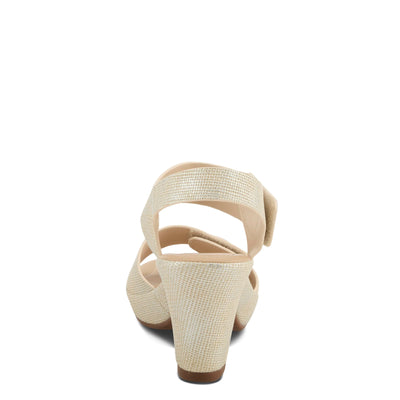 PATRIZIA Women's DADE-WOVEN Hook and Loop Sandals - Textured Faux Leather with Gold Button Accents, Adjustable Fit