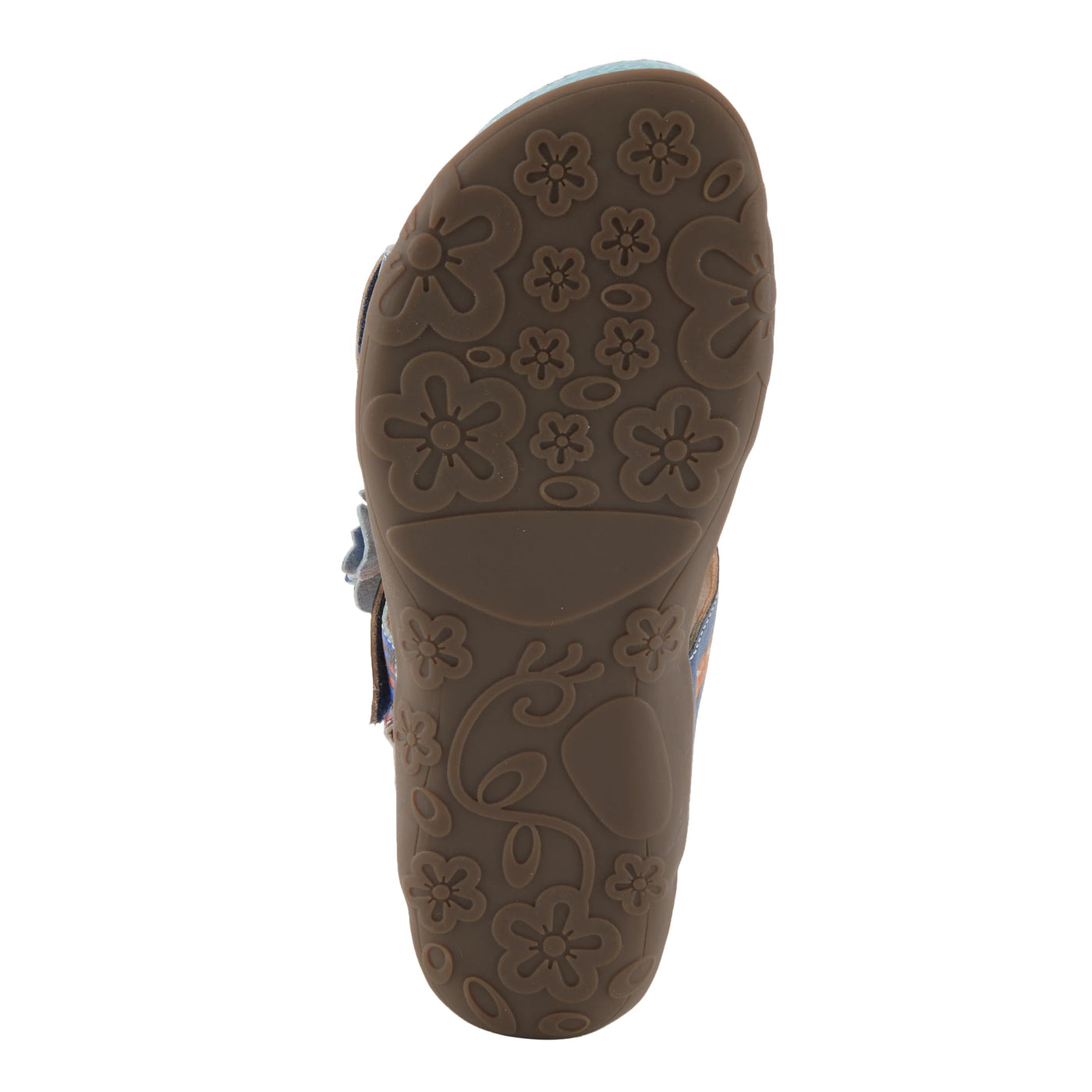 Spring Step L'Artiste Women's ERICA-SPRING Leather Slide Sandals with Decorative Floral Accents Blue Multi EU 36 / US 5.5-6