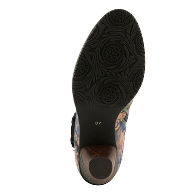 Spring Step L'Artiste Naima Heeled Booties | Floral-Printed Leather Ankle Boots with Rose Cutout Design BLUE MULTI EU 39 / US 8.5