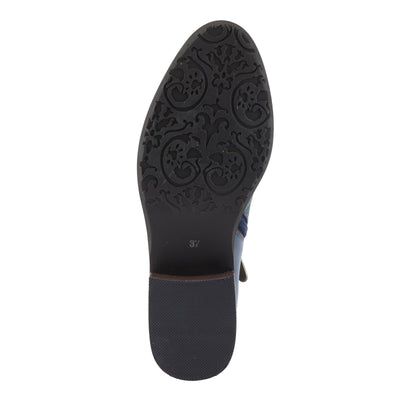 Spring Step L'Artiste Xenia Women's Lace-Up Oxford Bootie - Classic Menswear with Floral Print Shaft Navy Multi EU 40 / US 9