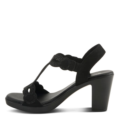 PATRIZIA Women's ILLARA Slip-On T-Strap Heels - Crystal Embellished, Elastic Goring, Cushioned Comfort BLACK EU 38 / US 7.5-8