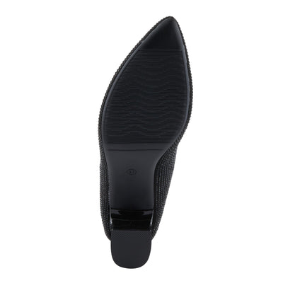 PATRIZIA Women's Senna Block Heel Pumps with Pointy-Toe Silhouette, Shimmering Crystals, and Comfortable Fit Black EU 38/ US 7.5-8