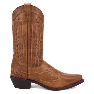 Laredo Mens Silverdale Embroidered Snip Toe Pull On Casual Boots Mid Calf - Brown - Size 12 D
