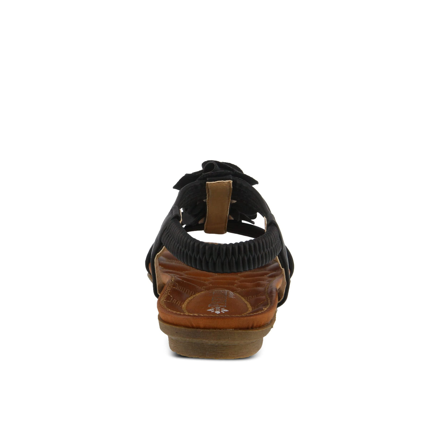 PATRIZIA Spring Step Nectarine Sandals for Womens - Ladies Sandals with Chic Flower Grabbing t-straps - Casuals Womens Sandals with Stretch Back Strap - Black US 5.5-6