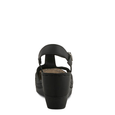 Flexus Natala Slingback Women's Sandal | Sandals for Women with Perforated Upper, Leather Insole and Comfort Wedge Heel,Black EU 40 / US 9