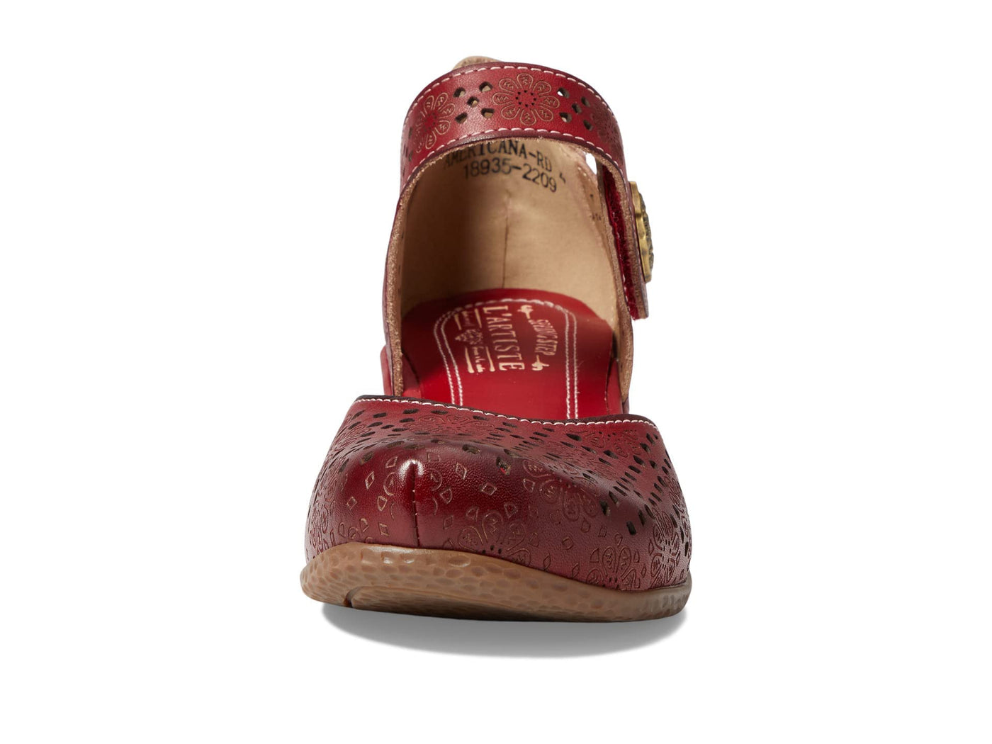 Spring Step L'Artiste Women's Americana Wedge Mary Jane Shoe Red EU 40 / US 9