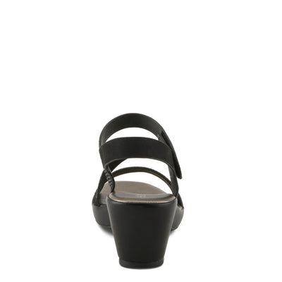 PATRIZIA Women's YADIEL Hook and Loop Sandals – Low Block Heel with Asymmetrical Crystal-Strap Design BLACK EU 36 / US 5.5-6
