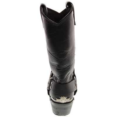 Dingo Mens Chopper Pull On Square Toe Motorcycle Casual Boots Mid Calf - Black