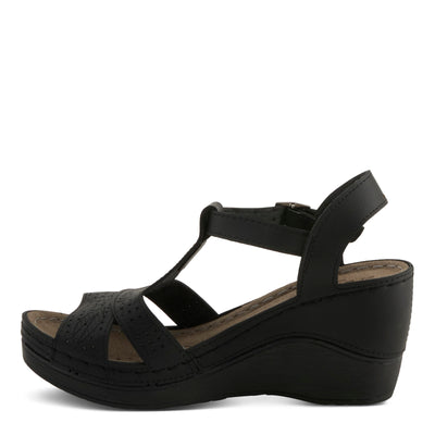 Flexus Natala Slingback Women's Sandal | Sandals for Women with Perforated Upper, Leather Insole and Comfort Wedge Heel,Black EU 40 / US 9