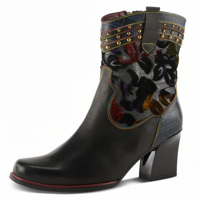 Spring Step L'Artiste Women's Happytime Leather Bootie Black Multi EU 37 / US 6.5-7