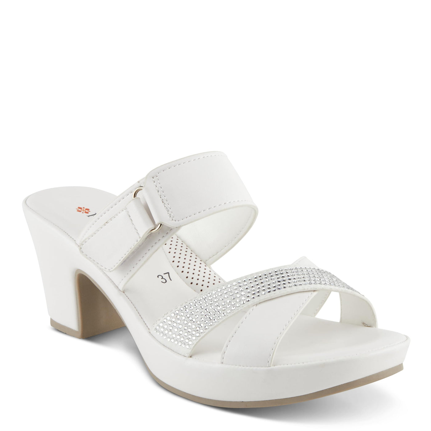 PATRIZIA Women's SCALAN Crystal-Adoed Slide Sandals White EU 39 / US 8.5