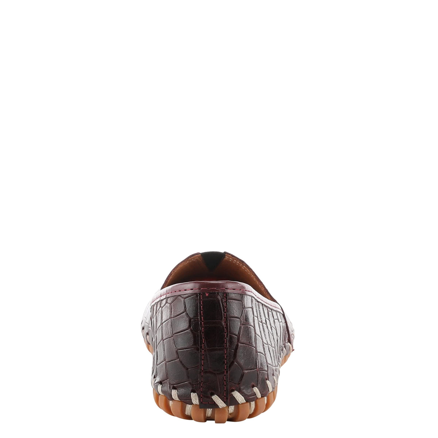 Spring Step Kathaleta-Croco Shoes for Women - Ladies Leather Booties with Rubber Outsole - Comfortable Slip-On Flat Shoes for Womens - Bordeaux EU 37 / US 6.5-7