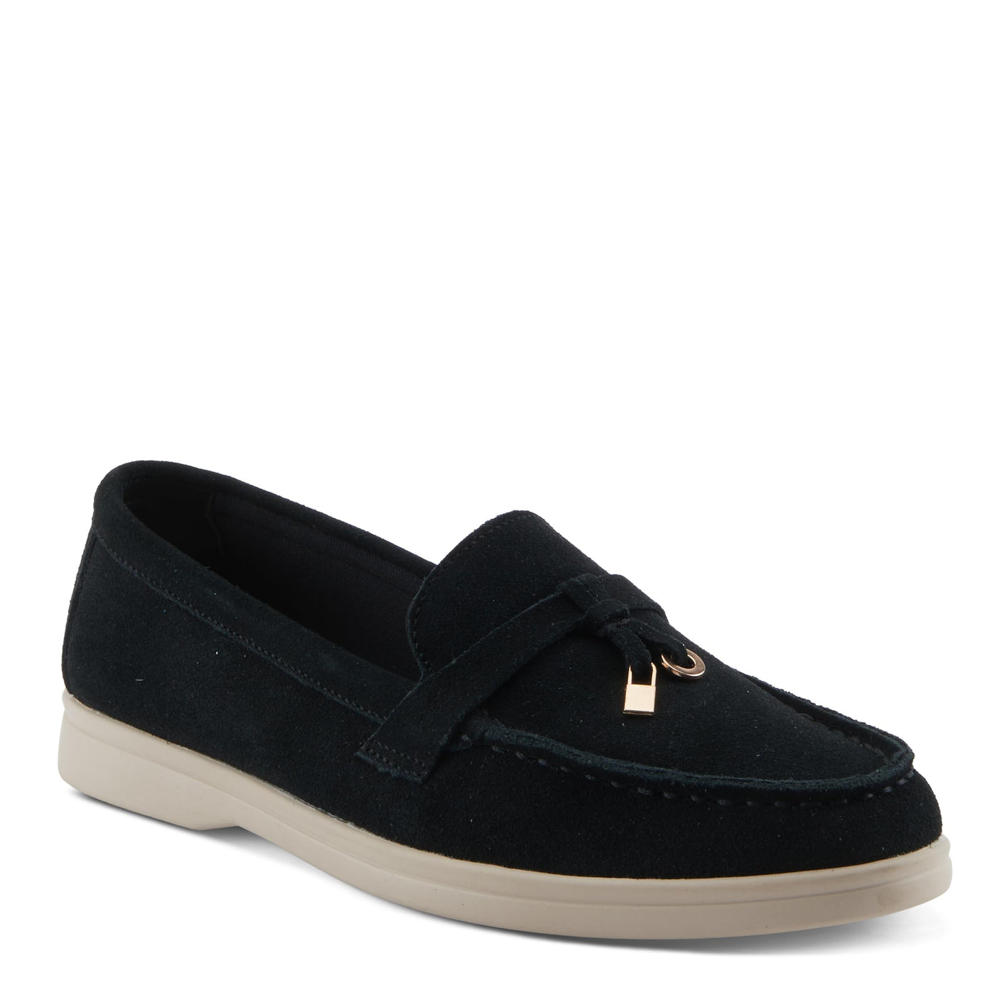 PATRIZIA Women's ISMENE Slip-On Suede Loafers - Almond Toe, Decorative Tassel, Luxurious Comfort Black EU 42 / US 10.5-11