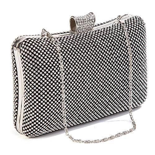 LADY COUTURE Dressy bag stones on both sides, BAG 2014-2 BLACK AND SILVER