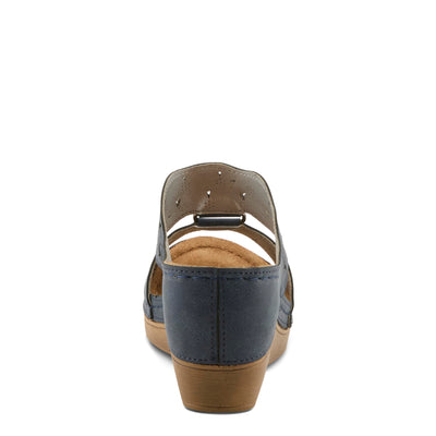 Flexus Women's Dreiser Slide Wedge Sandal Navy EU 37 / US 6.5-7