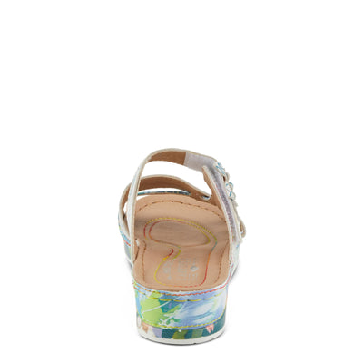 Spring Step L'Artiste Women's CAIMANALA Floral Slide Sandals with Adjustable Closure Sky Blue Multi EU 41 / US 9.5-10