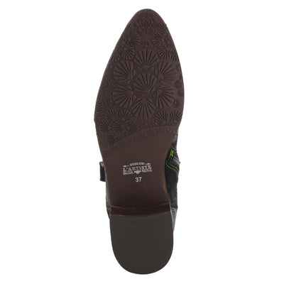 Spring Step L'Artiste Ladyluck Booties for Women - Floral Leather and Suede Women's Chelsea Boots - Western Ankle Boots for Women with Low Heel - Purple US 5