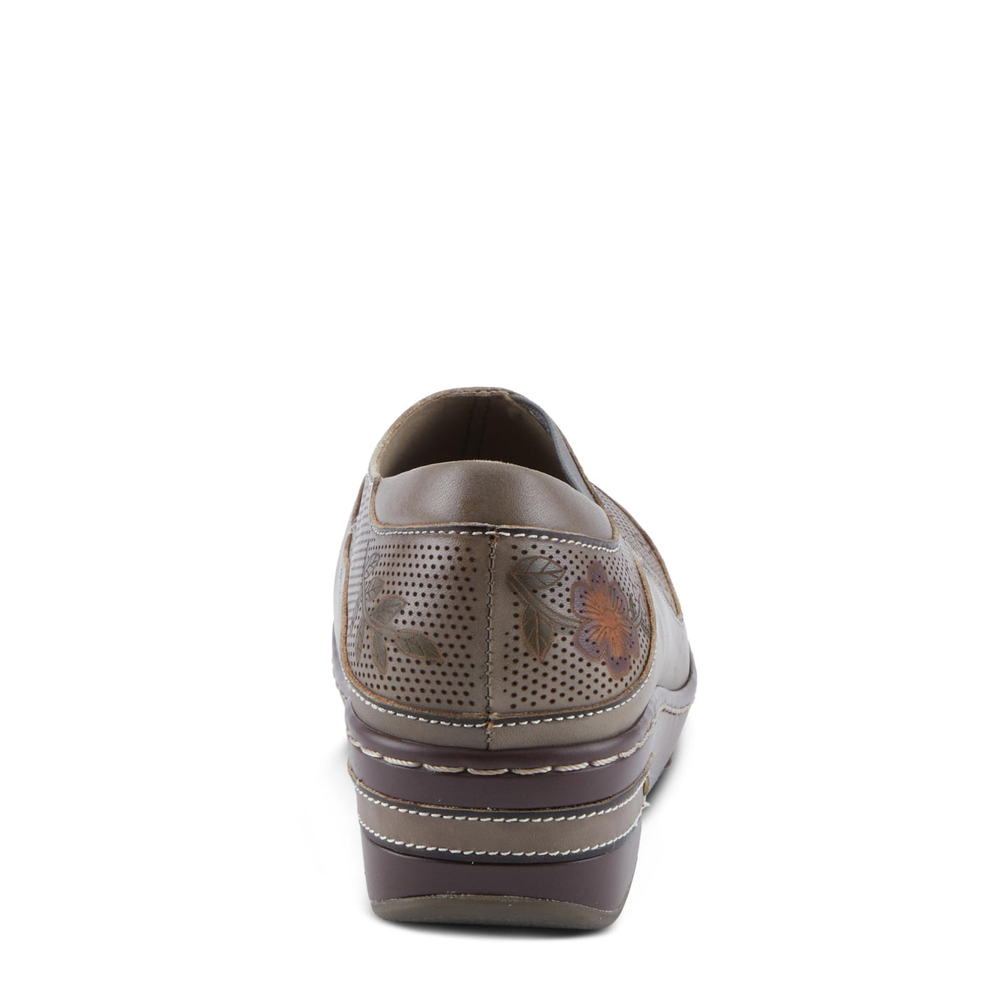 Spring Step L'Artiste Burbank-Flower Women's Bohemian Clogs - Perforated Leather, Artistic Flair, Luxurious Comfort Grey Multi EU 38/ US 7.5-8