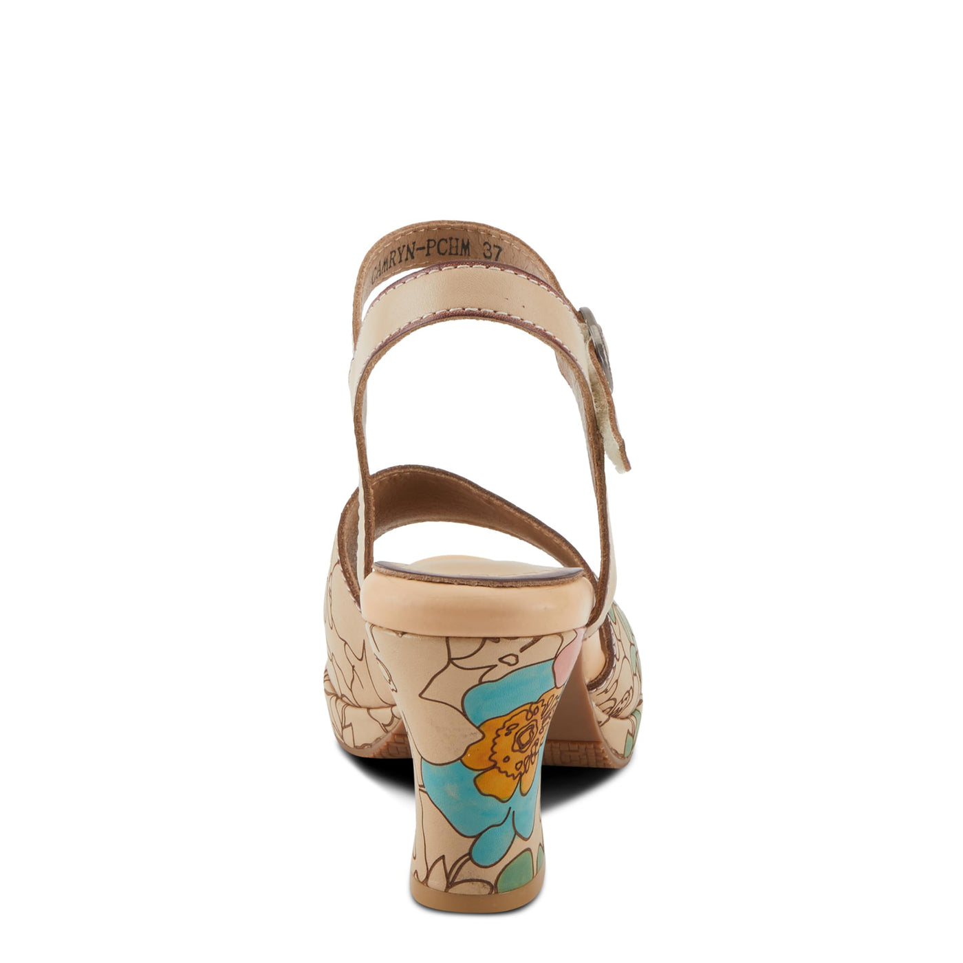 Spring Step L'Artiste Women's CAMRYN Hand-Painted Floral Peep Toe Sandals - Ankle Strap, Stylish Outsole Peach Multi EU 35 / US 5