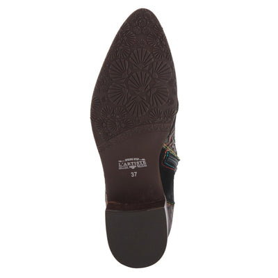 Spring Step L'Artiste Ladyluck Booties for Women - Floral Leather and Suede Women's Chelsea Boots - Western Ankle Boots for Women with Low Heel - Red US 8.5