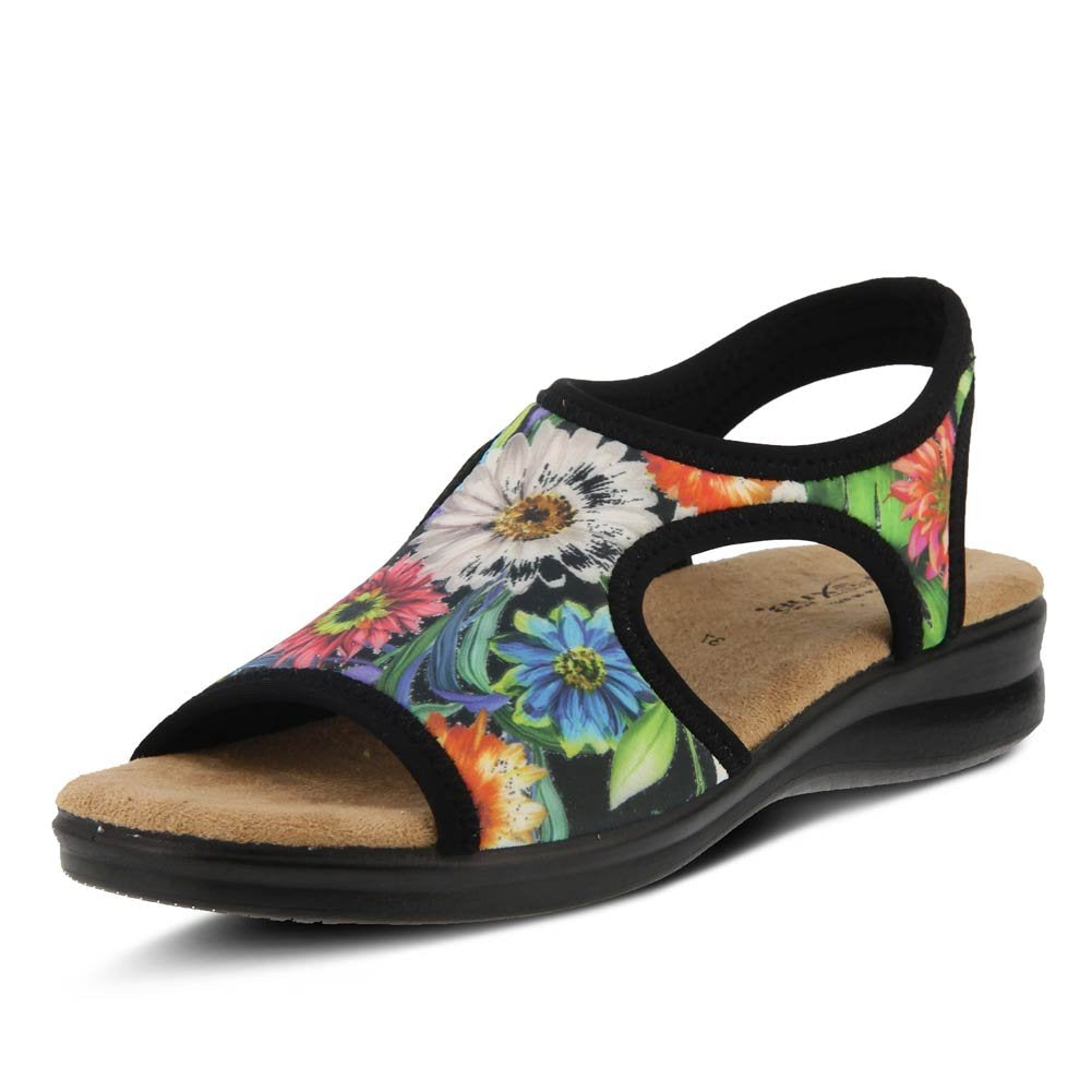 Spring Step Flexus Womens Nyaman-Bouquet Black Multi Sandal - 35