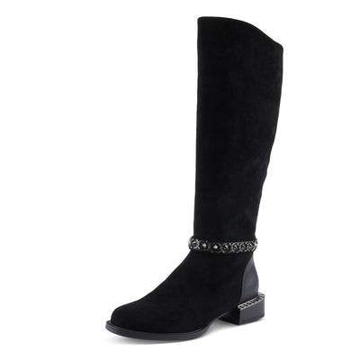 Azura Women's MACHINO Knee-High Boots with Soft Leather, Side Zipper, and Comfortable Block Heel Black EU 35 / US 5