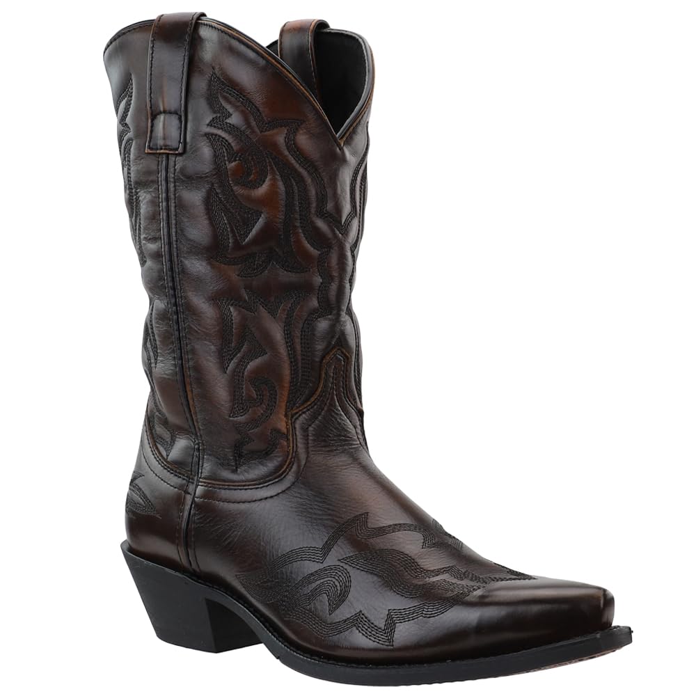 Dan Post Mens Hawk Embroidered Snip Toe Casual Boots Mid Calf - Brown - Size 9.5 D