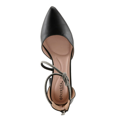 Spring Step L'Artiste Patrizia Women's Eluned Crystal Embellished Pointed-Toe Block Heel Pumps – Elegant Dress Shoes with Asymmetrical Straps & Knot Detail Black EU 40 / US 9