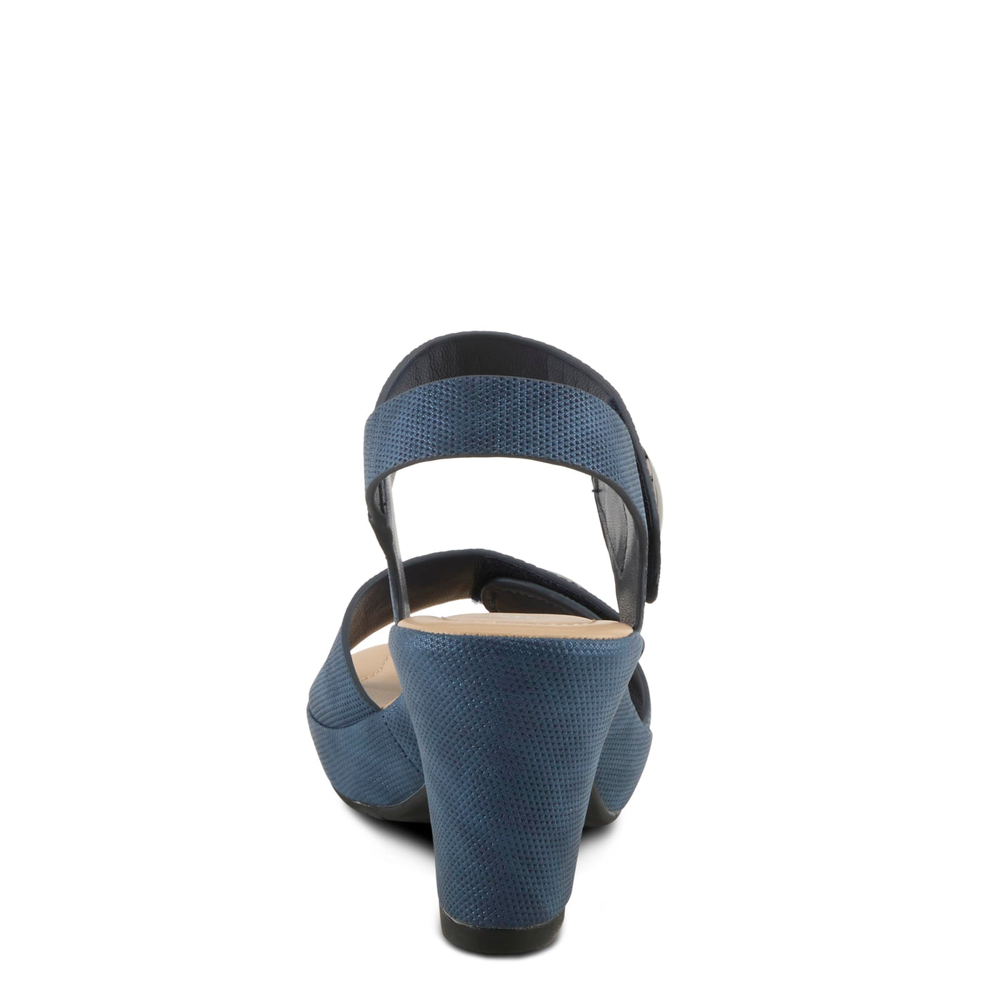 PATRIZIA Women's DADE-WOVEN Hook and Loop Sandals - Textured Faux Leather with Gold Button Accents, Adjustable Fit BLUE EU 38 / US 7.5-8