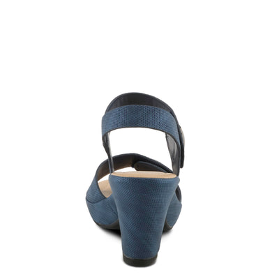 PATRIZIA Women's DADE-WOVEN Hook and Loop Sandals - Textured Faux Leather with Gold Button Accents, Adjustable Fit BLUE EU 38 / US 7.5-8